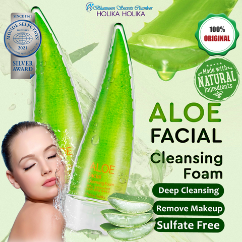 Holika Holika Aloe Facial Cleansing Foam 150ml ⭐ 惑丽客 天然芦荟保湿泡沫洁面啫喱